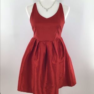 Fashion Line Scoop Neck X Back Red Dress NWT